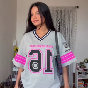 ✨ Vintage Street Style Oversized Graphic Jersey T-Shirt Dress for Women 💙🖤🔥